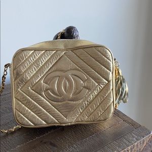 Gold metallic shoulder bag